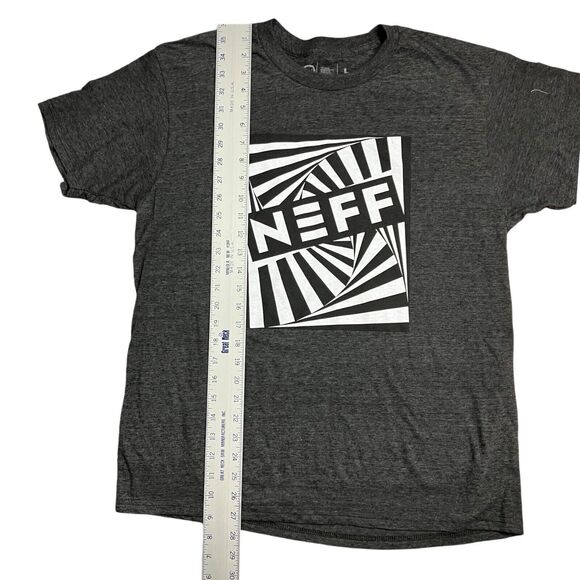NEFF T-Shirt Men’s L Grey Logo Spellout Cotton Short Sleeve Trippy Charcoal - Picture 2 of 7